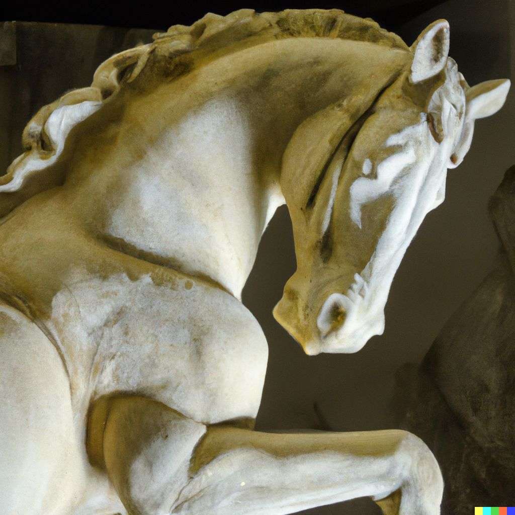 a horse, marble sculpture